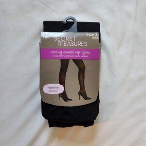 NWT Secret Treasures Cooling Control Top Opaque Tights - Size 2 - Black